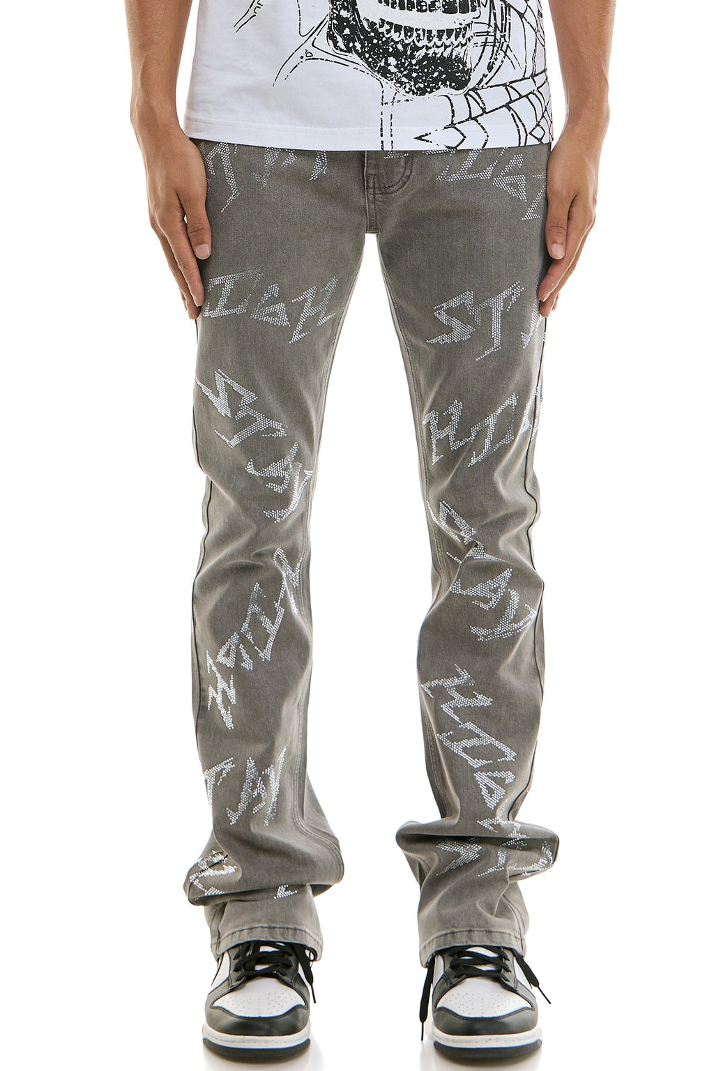 STAY HIGH RHINESTONE SKINNY FLARE JEANS