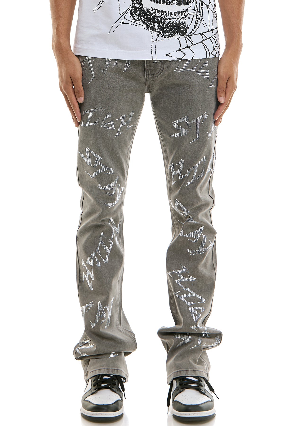 STAY HIGH RHINESTONE SKINNY FLARE JEANS