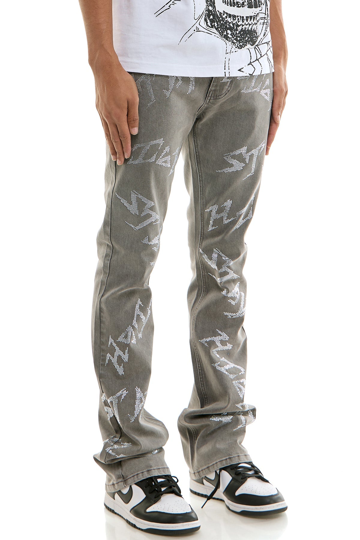 STAY HIGH RHINESTONE SKINNY FLARE JEANS