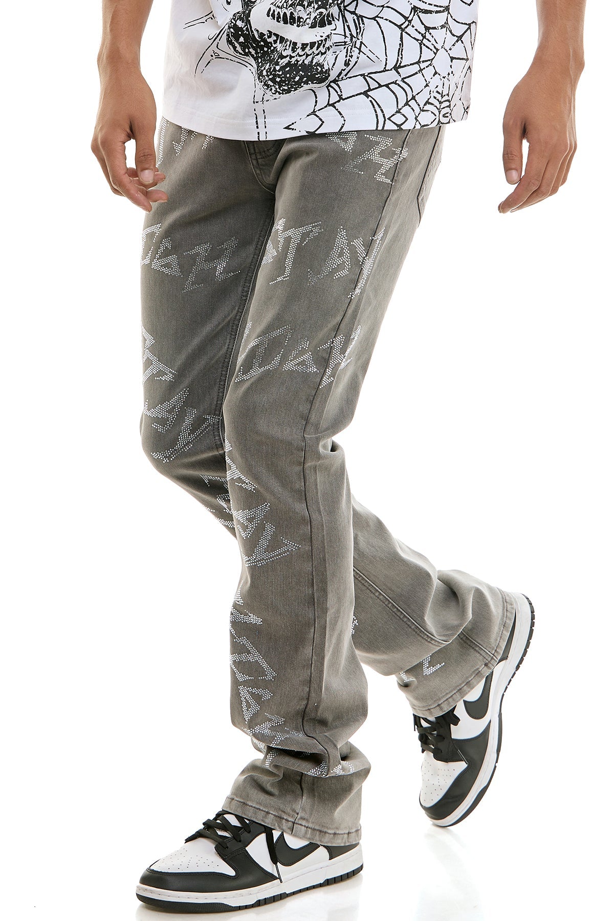 STAY HIGH RHINESTONE SKINNY FLARE JEANS