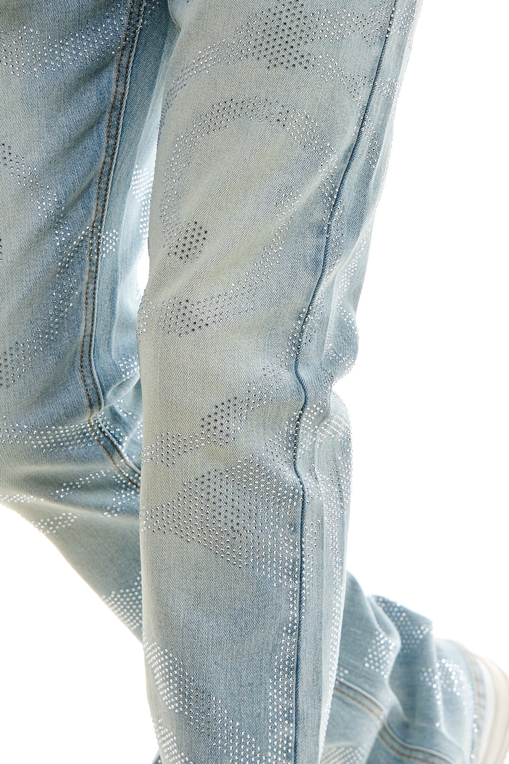 DIAMOND RHIINESTONE SKINNY FLARE JEANS