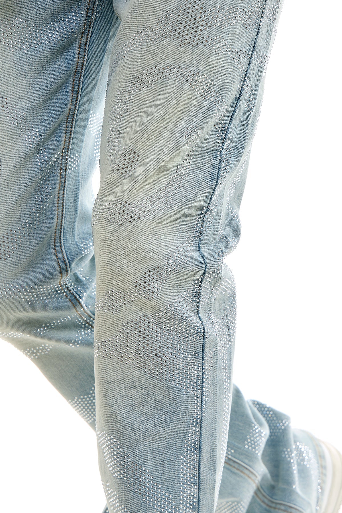 DIAMOND RHIINESTONE SKINNY FLARE JEANS