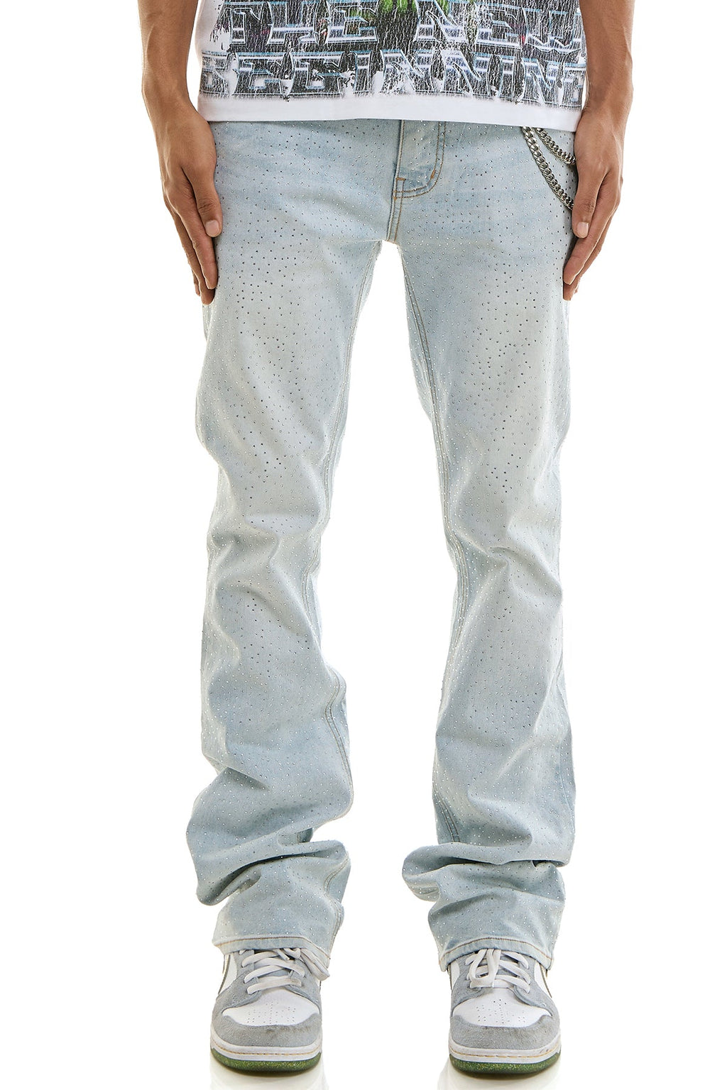 RHINESTONE FLARE JEANS