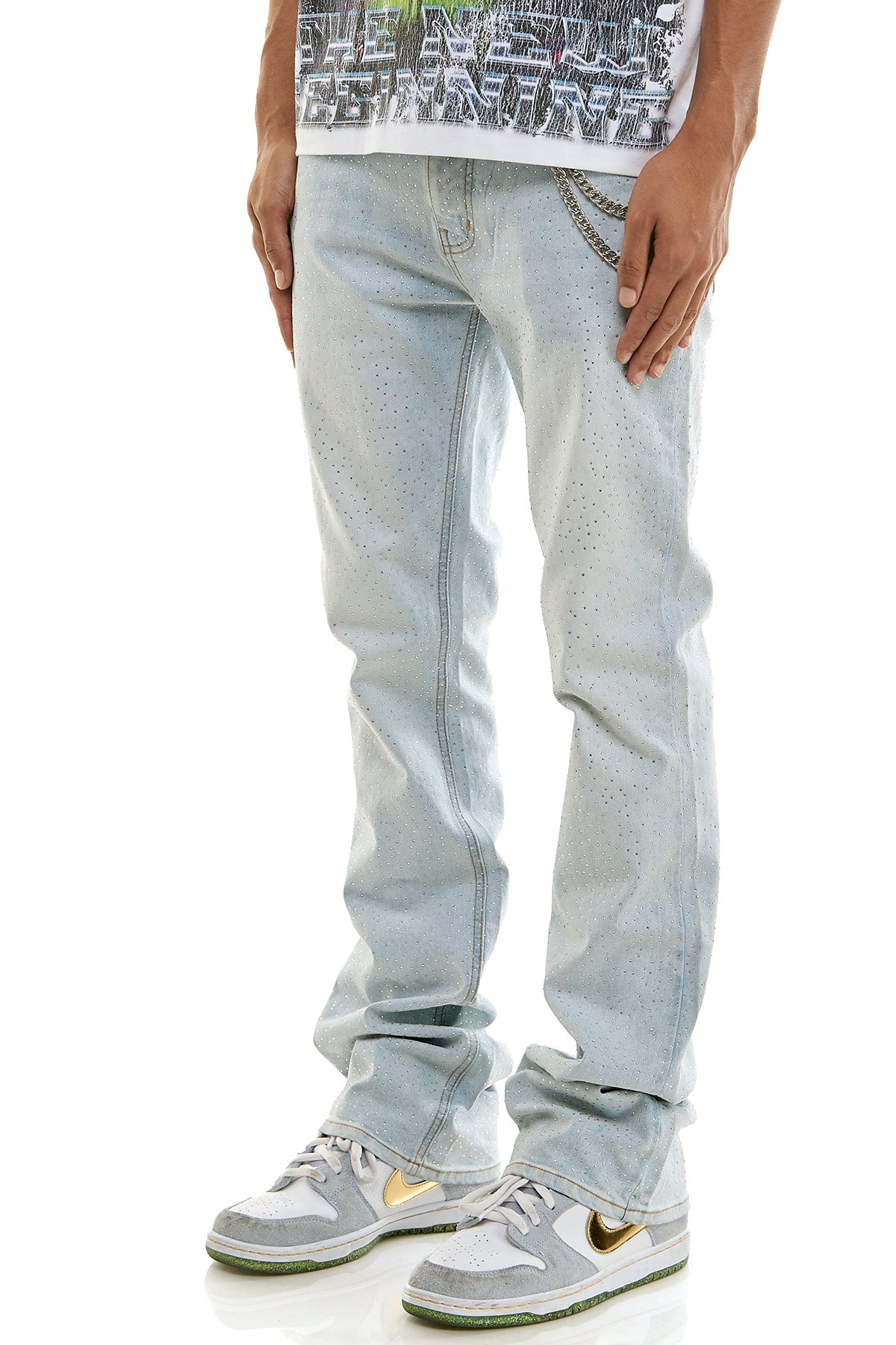 RHINESTONE FLARE JEANS