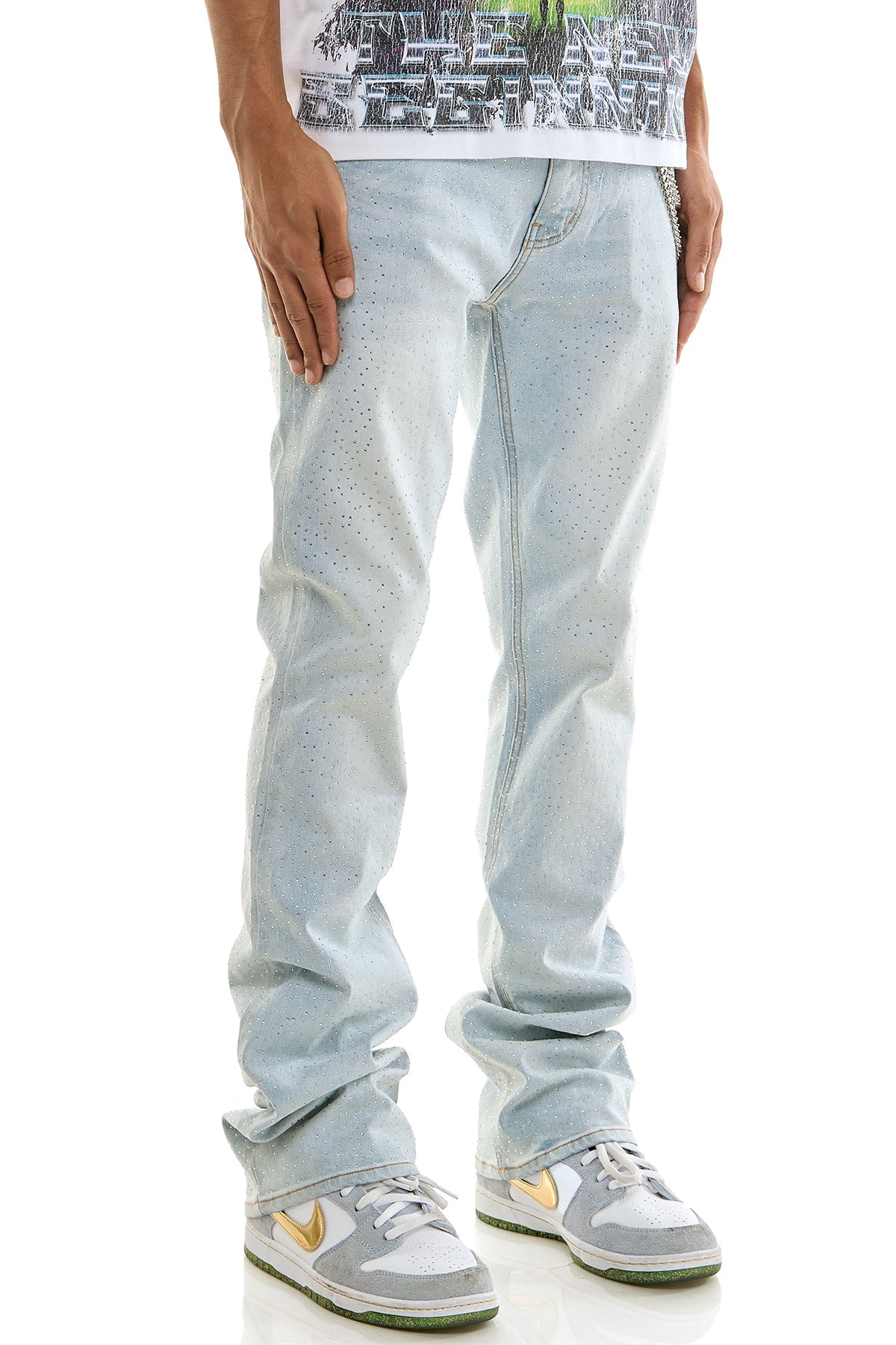 RHINESTONE FLARE JEANS