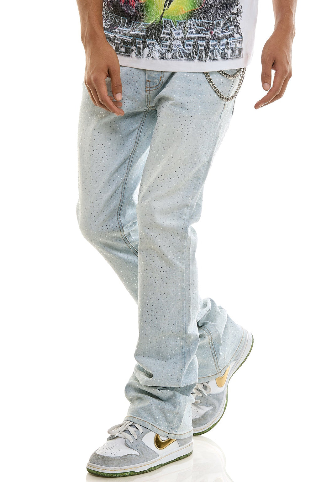 RHINESTONE FLARE JEANS