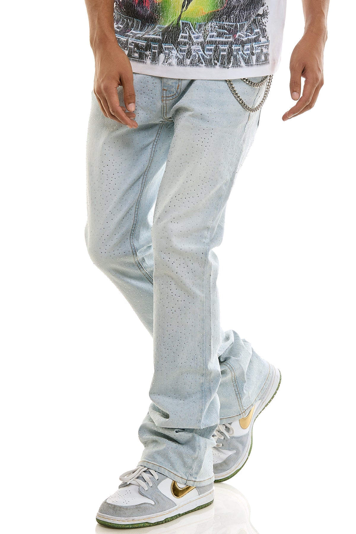 RHINESTONE FLARE JEANS