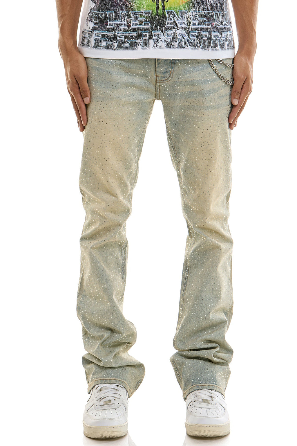 RHINESTONE FLARE JEANS