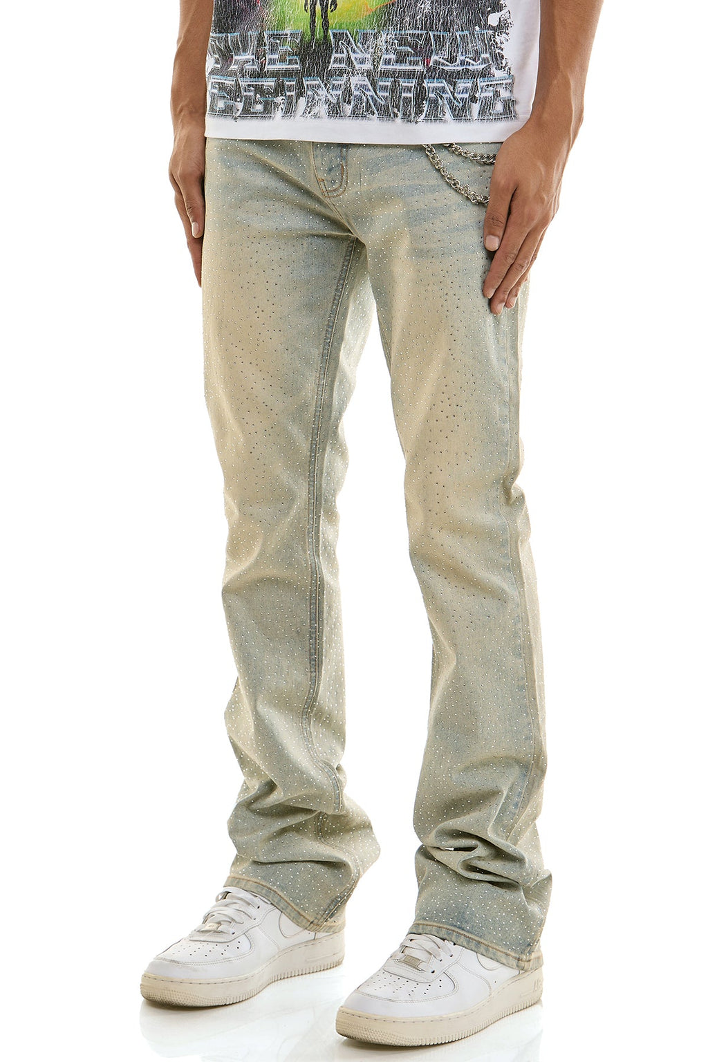 RHINESTONE FLARE JEANS