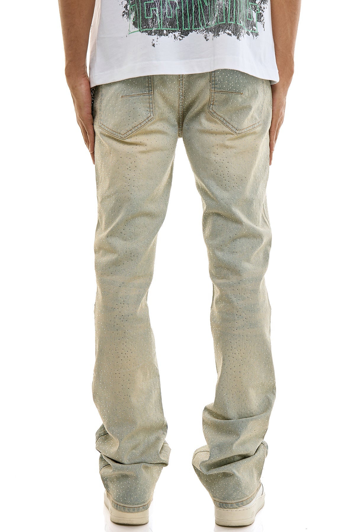 RHINESTONE FLARE JEANS