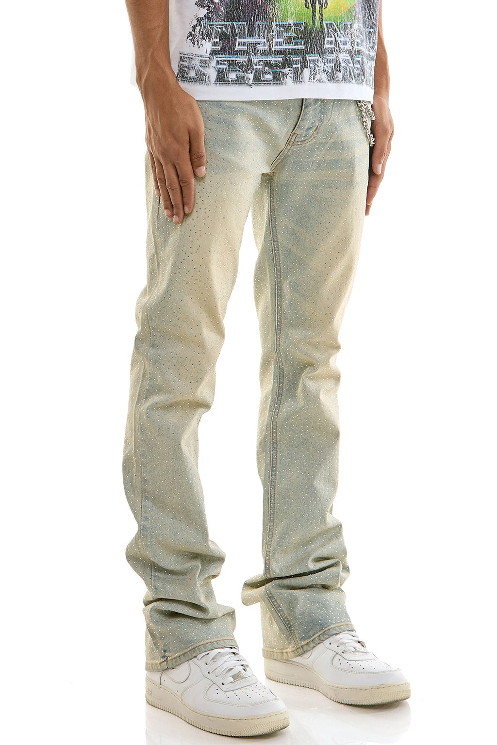 RHINESTONE FLARE JEANS