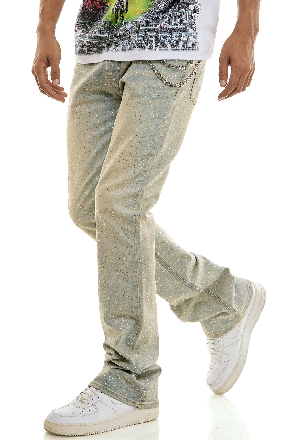 RHINESTONE FLARE JEANS