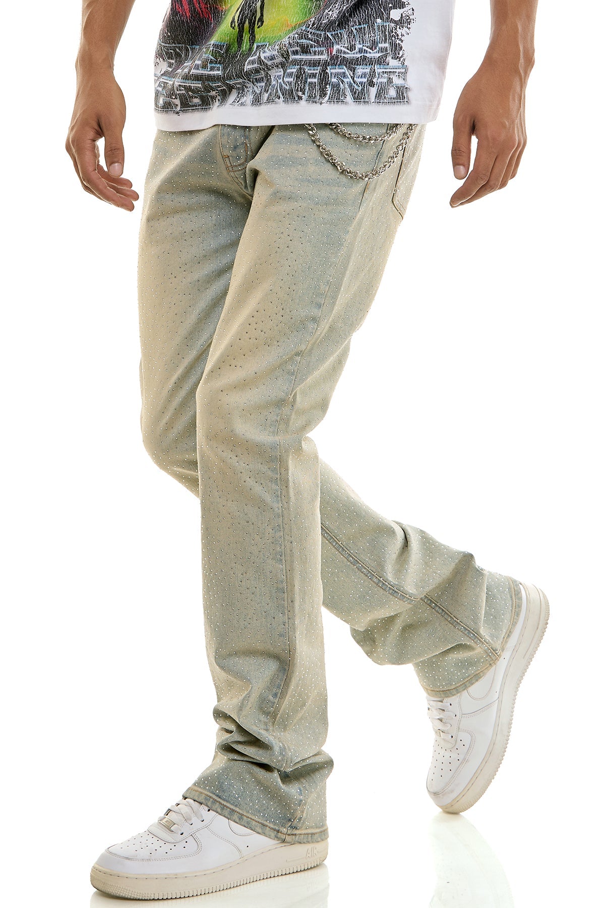 RHINESTONE FLARE JEANS